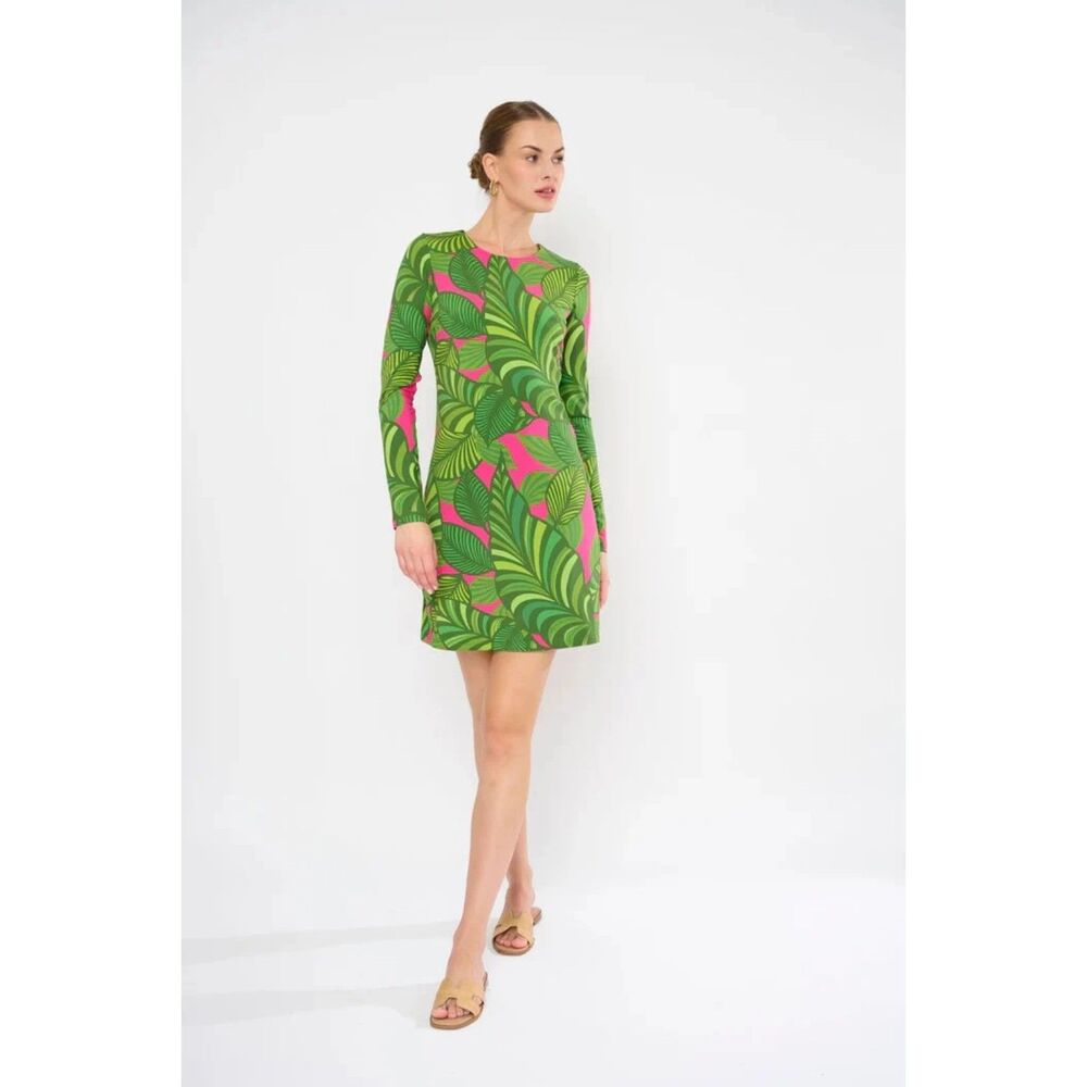 NEW Flora Bea Morgan Long Sleeve Shift Dress in Farm Valley Pink Tropical Size S - Picture 13 of 13